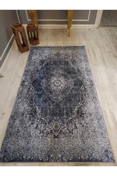 Eskitme Zeminli Modern Klasik Desenli Kaymaz Taban Yıkanır Leke Tutmaz Dokuma Taban Halı Drk8031-4