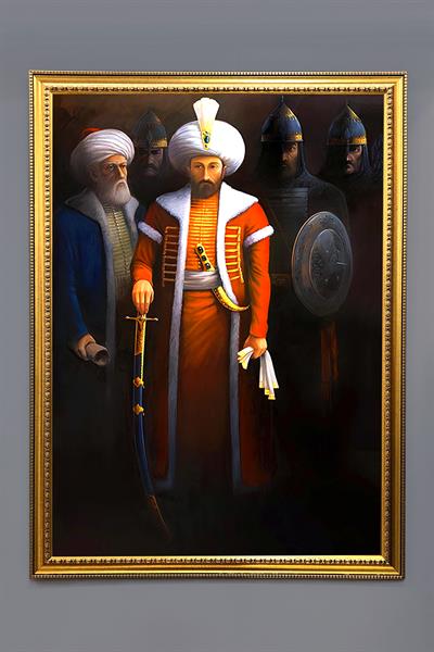 Fatih Sultan Mehmet Han Desenli Çerçeveli Tablo Duvar Tablosu 50x70cm ORYNTL12