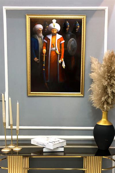 Fatih Sultan Mehmet Han Desenli Çerçeveli Tablo Duvar Tablosu 50x70cm ORYNTL12