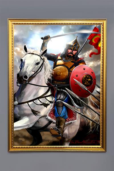 Fatih Sultan Mehmet Han Desenli Çerçeveli Tablo Duvar Tablosu 50x70cm ORYNTL20
