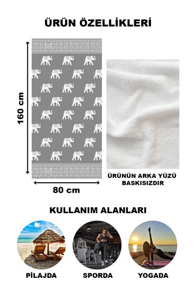 Fil Desenli Plaj Deniz Havlusu Peştemal 80x160 CM NRM02