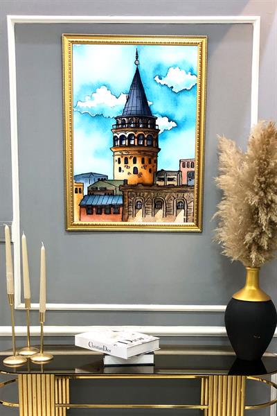 Galata Kulesi Desenli Çerçeveli Duvar Tablosu 50x70cm İstanbul02