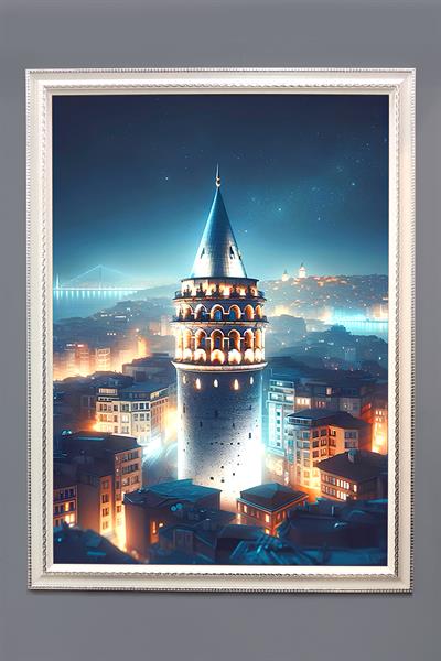 Galata Kulesi Desenli Çerçeveli Duvar Tablosu 50x70cm İstanbul04