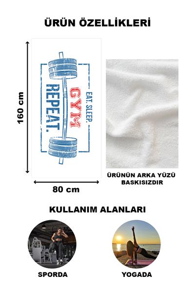 Gym Halter Fitness Desenli Spor Havlusu Fitness Havlusu 80x160 SPR02