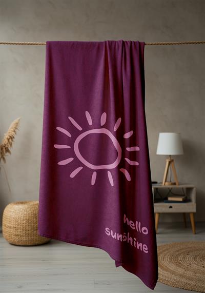 Hello Sunshine Yazılı Plaj Deniz Havlusu Dijital Baskı Peştamal 80x160 CM HSS01