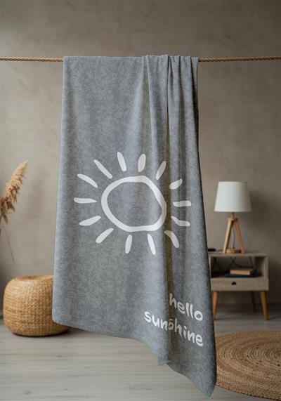 Hello Sunshine Yazılı Plaj Deniz Havlusu Dijital Baskı Peştamal 80x160 CM HSS05
