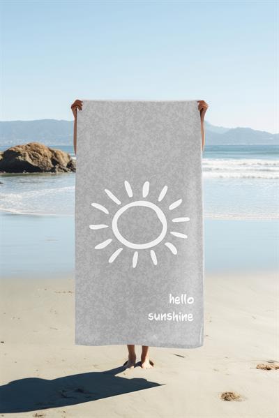 Hello Sunshine Yazılı Plaj Deniz Havlusu Dijital Baskı Peştamal 80x160 CM HSS05