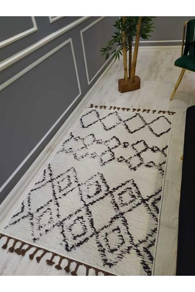 Iskandinav Kilim Desenli Kaymaz Tabanlı Yıkanabilir Leke Tutmaz Dokuma Taban Halı Drk8061-9