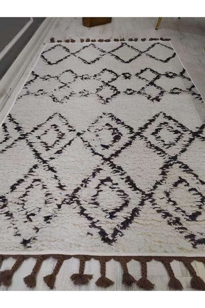 Iskandinav Kilim Desenli Kaymaz Tabanlı Yıkanabilir Leke Tutmaz Dokuma Taban Halı Drk8061-9