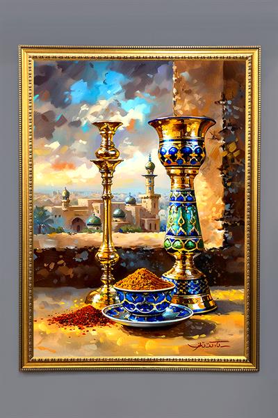 Kahve Desenli Çerçeveli Tablo Duvar Tablosu 50x70cm ORYNTL02