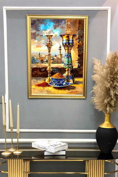 Kahve Desenli Çerçeveli Tablo Duvar Tablosu 50x70cm ORYNTL02