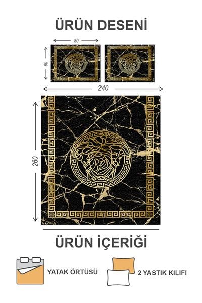 Kapitoneli Pamuk Dolgulu Kadife Kumaş Modern Desenli Premium Kalite Yatak Örtüsü Seti