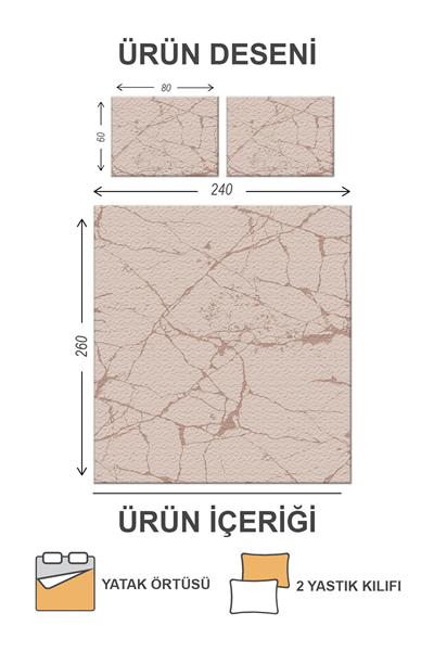 Kapitoneli Pamuk Dolgulu Kadife Kumaş Modern Desenli Premium Kalite Yatak Örtüsü Seti