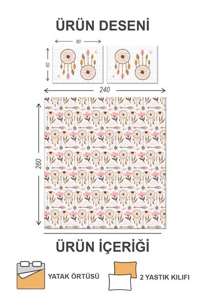 Kapitoneli Pamuk Dolgulu Kadife Kumaş Modern Desenli Premium Kalite Yatak Örtüsü Seti