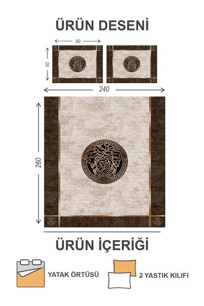 Kapitoneli Pamuk Dolgulu Kadife Kumaş Modern Desenli Premium Kalite Yatak Örtüsü Seti