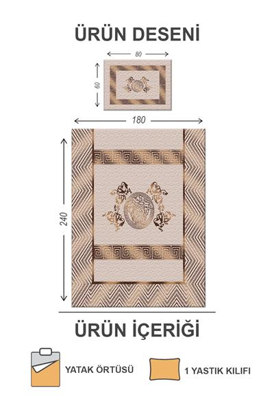 Kapitoneli Pamuk Dolgulu Kadife Kumaş Modern Desenli Premium Kalite Yatak Örtüsü Seti