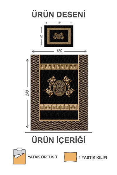 Kapitoneli Pamuk Dolgulu Kadife Kumaş Modern Desenli Premium Kalite Yatak Örtüsü Seti