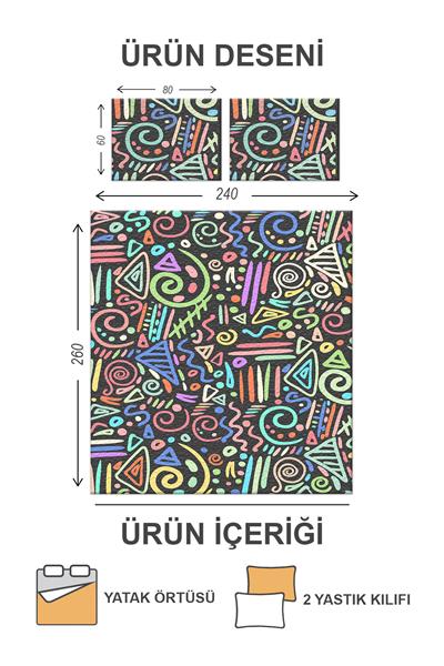 Kapitoneli Pamuk Dolgulu Kadife Kumaş Modern Desenli Premium Kalite Yatak Örtüsü Seti