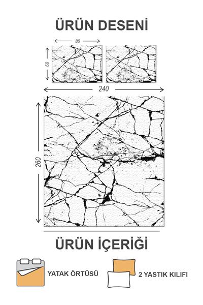 Kapitoneli Pamuk Dolgulu Kadife Kumaş Modern Desenli Premium Kalite Yatak Örtüsü Seti