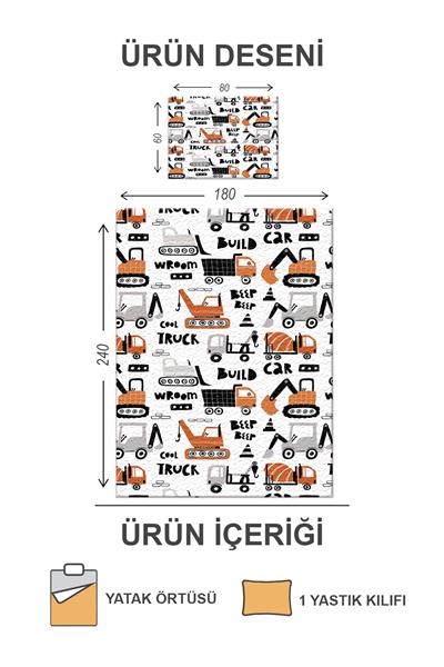 Kapitoneli Pamuk Dolgulu Kadife Kumaş Çocuk Desenli Tek Kişilik Çocuk Genç Yatak Örtüsü Seti