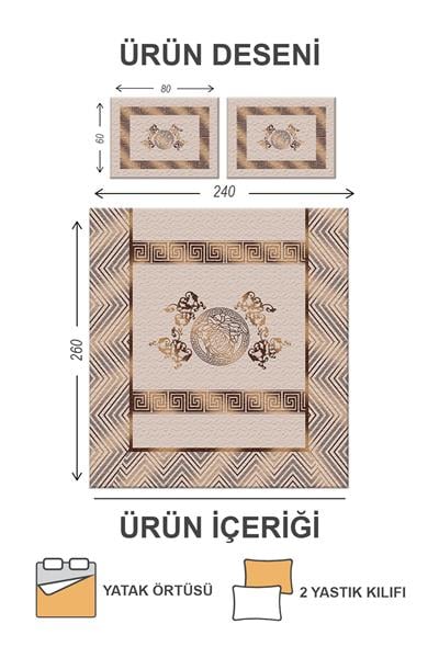 Kapitoneli Pamuk Dolgulu Kadife Kumaş Modern Desenli Premium Kalite Yatak Örtüsü Seti