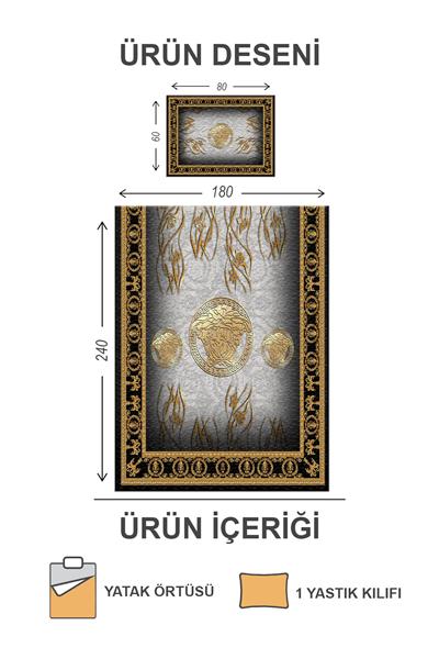 Kapitoneli Pamuk Dolgulu Kadife Kumaş Modern Desenli Premium Kalite Yatak Örtüsü Seti