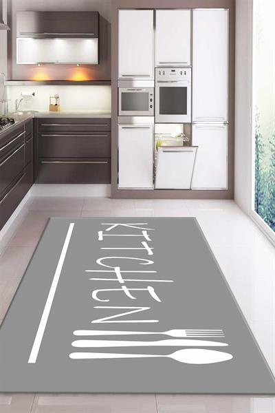 Kaymaz Taban Dijital Baskı Yıkanabilir Modern Desenli Mutfak Halısı