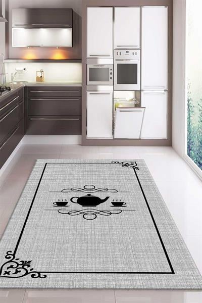 Kaymaz Taban Dijital Baskı Yıkanabilir Modern Desenli Mutfak Halısı