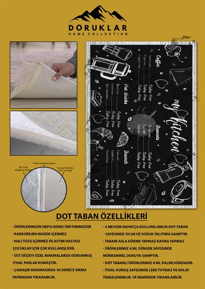 Kaymaz Taban Dijital Baskı Yıkanabilir Modern Desenli Mutfak Halısı