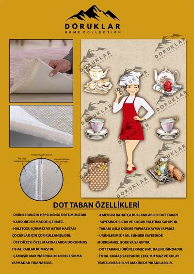 Kaymaz Taban Dijital Baskı Yıkanabilir Modern Desenli Mutfak Halısı