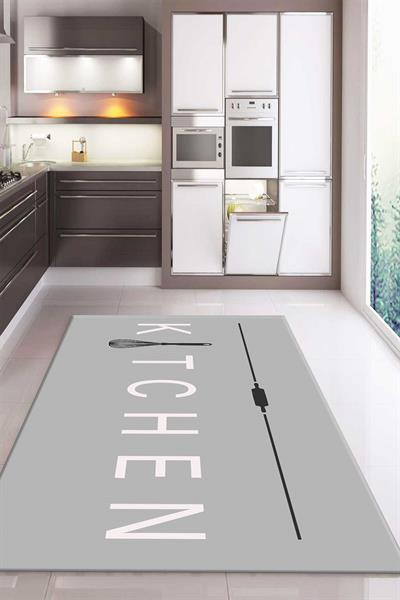Kaymaz Taban Dijital Baskı Yıkanabilir Modern Desenli Mutfak Halısı