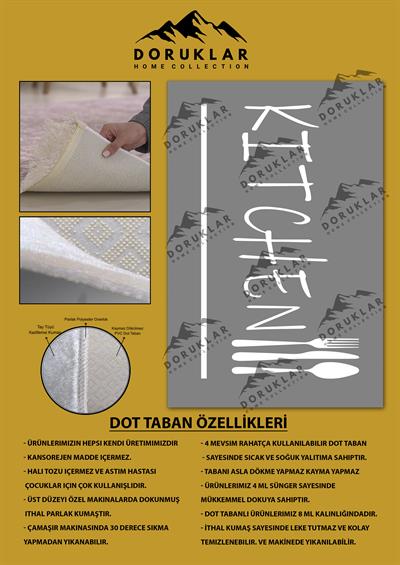Kaymaz Taban Dijital Baskı Yıkanabilir Modern Desenli Mutfak Halısı