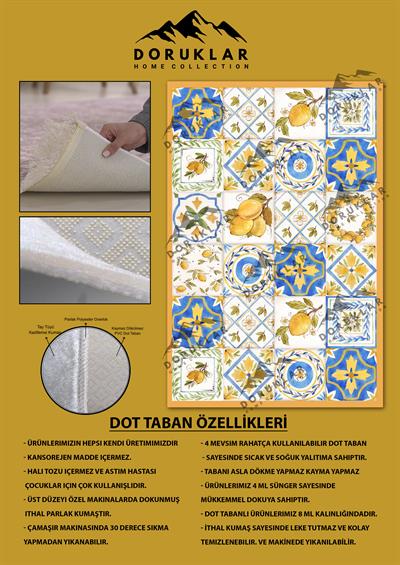 Kaymaz Taban Dijital Baskı Yıkanabilir Modern Desenli Mutfak Halısı