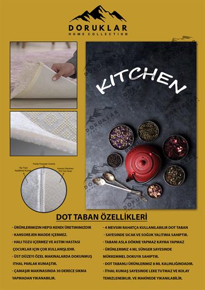 Kaymaz Taban Dijital Baskı Yıkanabilir Modern Desenli Mutfak Halısı