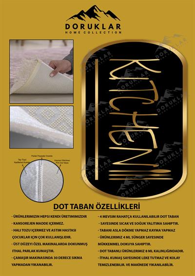 Kaymaz Taban Dijital Baskı Yıkanabilir Modern Desenli Mutfak Halısı