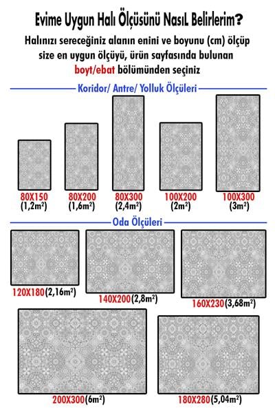 Kaymaz Taban Dijital Baskı Yıkanabilir Modern Desenli Mutfak Halısı