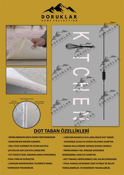 Kaymaz Taban Dijital Baskı Yıkanabilir Modern Desenli Mutfak Halısı