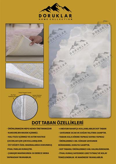 Kaymaz Taban Makinada Yıkanabilir Dijital Baskı Dekoratif Modern Desenli Rona Serisi Dot Taban Halı RN003