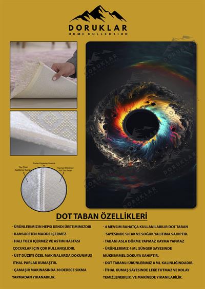 Kaymaz Taban Makinada Yıkanabilir Dijital Baskı Modern Desenli Genç Odası Halısı