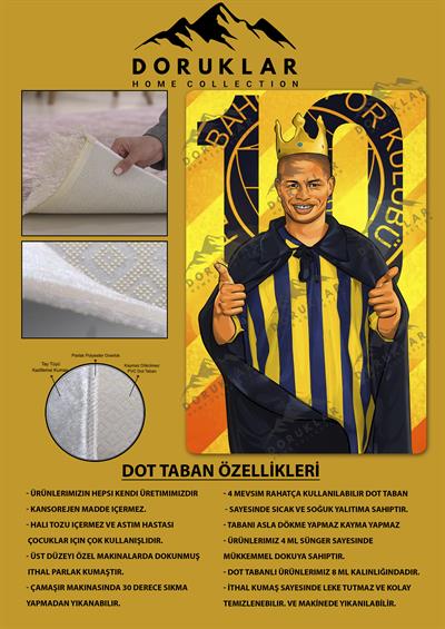 Kaymaz Taban Makinada Yıkanabilir Dijital Baskı Alex Desenli Çocuk Odası Halısı Dot Taban Halı 02