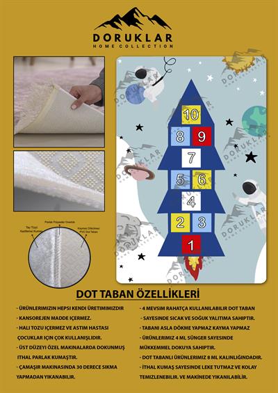Kaymaz Taban Makinada Yıkanabilir Dijital Baskı Seksek Desenli Genç Odası Halısı