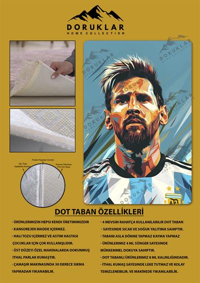 Kaymaz Taban Makinada Yıkanabilir Dijital Baskı Modern Desenli Çocuk Genç Odası Halısı Dot Taban Halı WLD06