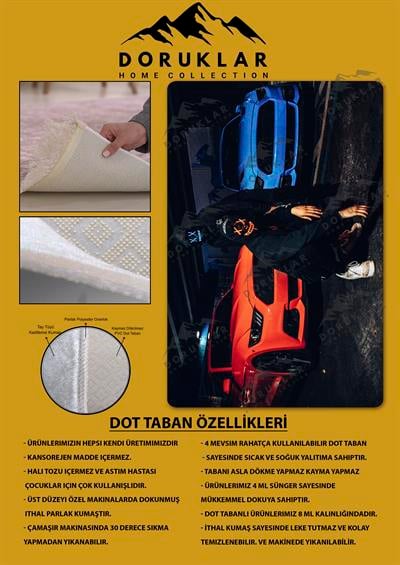 Kaymaz Taban Makinada Yıkanabilir Dijital Baskı Arabalar Desenli Çocuk Odası Halısı Dot Taban Halı RHR18