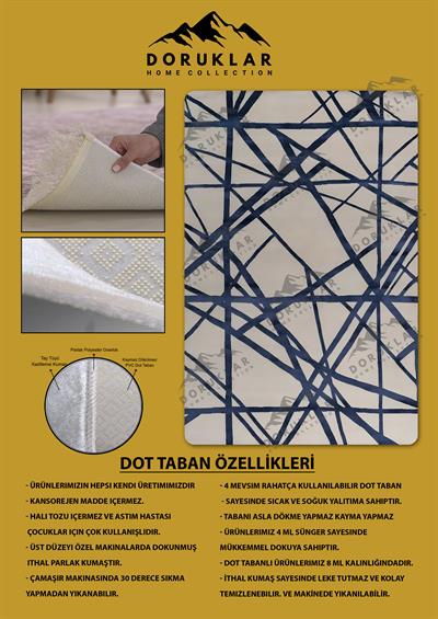 Kaymaz Taban Makinada Yıkanabilir Dijital Baskı Dekoratif Modern Desenli Rona Serisi Dot Taban Halı RN014