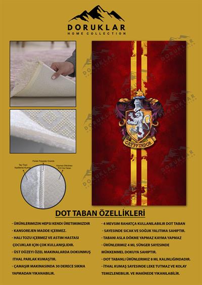 Kaymaz Taban Makinada Yıkanabilir Dijital Baskı Harry Potter Desenli Çocuk Halısı