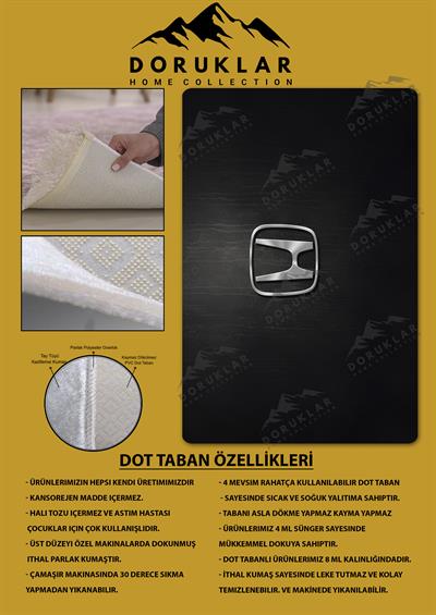 Kaymaz Taban Makinada Yıkanabilir Dijital Baskı Honda Desenli Genç Odası Halısı Dot Taban Halı