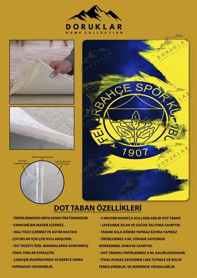 Kaymaz Taban Makinada Yıkanabilir Dijital Baskı Modern Desenli Genç Odası ve Çocuk Odası Halısı Dot Taban Halı