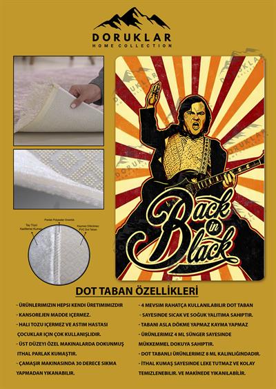 Kaymaz Taban Makinada Yıkanabilir Dijital Baskı Retro Desenli Çocuk Genç Odası Halısı Dot Taban Halı RTR11