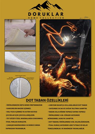 Kaymaz Taban Makinada Yıkanabilir Dijital Baskı Balrog ve Gandalf Desenli Genç ve Çocuk Odası Halısı