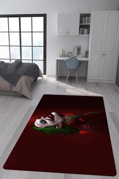 Kaymaz Taban Makinada Yıkanabilir Dijital Baskı Joker Desenli Genç Odası Halısı